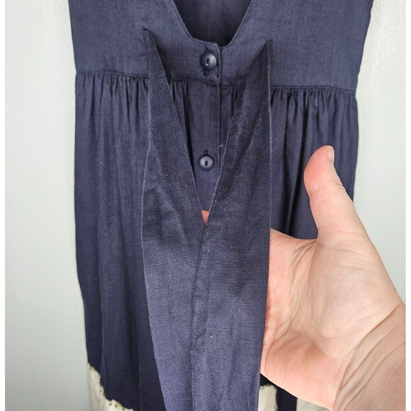 HARTSTRINGS Girls Dress Size 5 Linen Blend Blue Back Tie and Buttons Sleeveless - Picture 6 of 8
